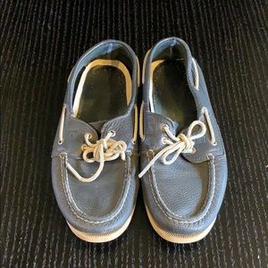 Men’s blue leather sperry top siders boat shoes
